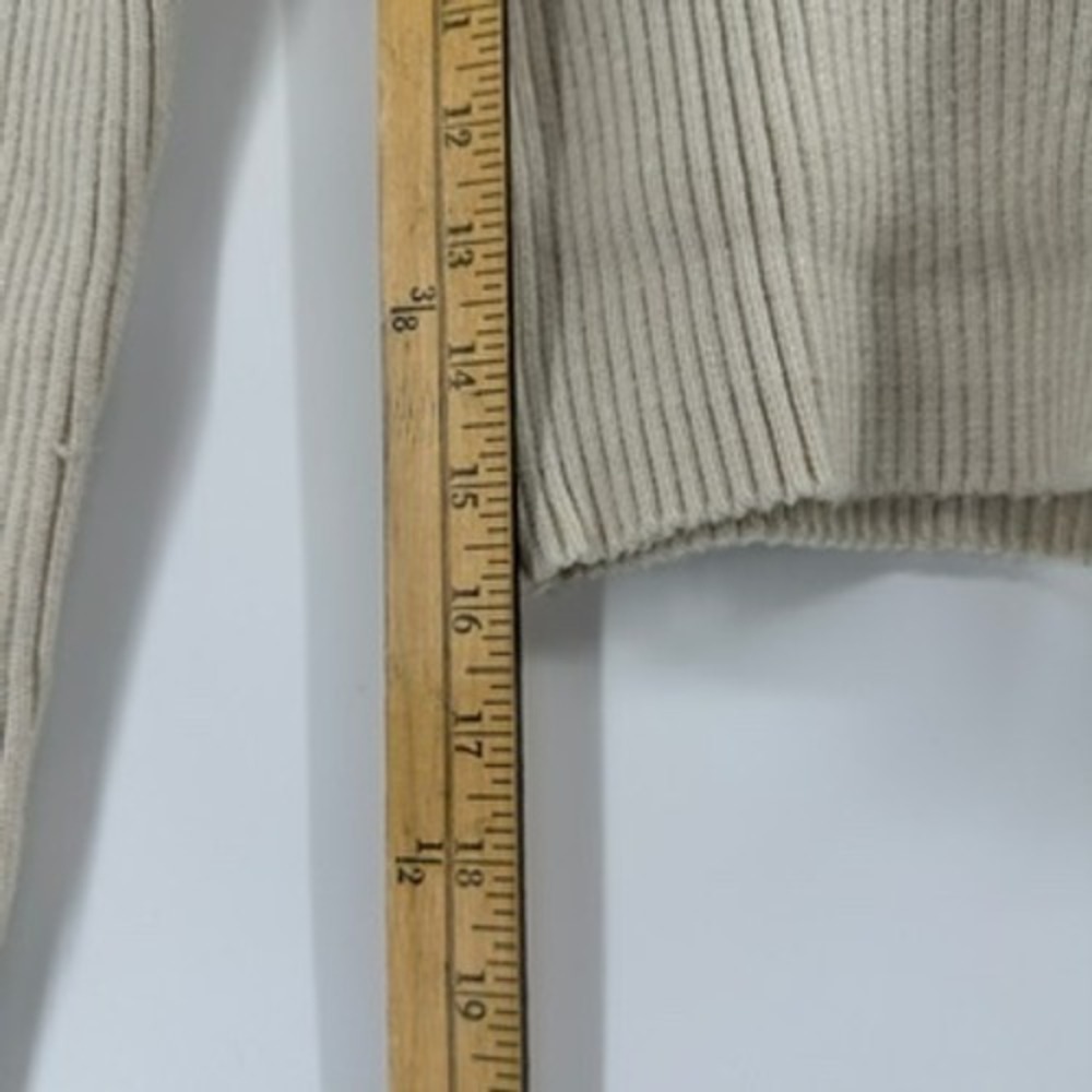 Zara Ribbed Knit Long Sleeve Top Crew Neck Slim‎ Fit Beige Womens Small - Picture 6 of 6